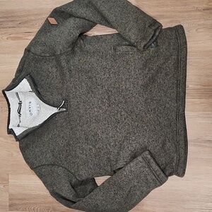 ORVIS Men’s 1/4 Zip Sherpa-Lined Pullover Sweater Olive Green Large